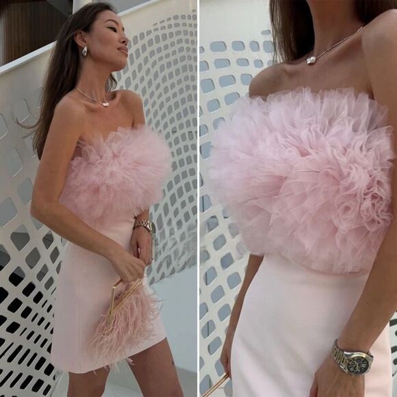 ZARA VOLUMINOUS TULLE MINI DRESS - Picture 1 of 9